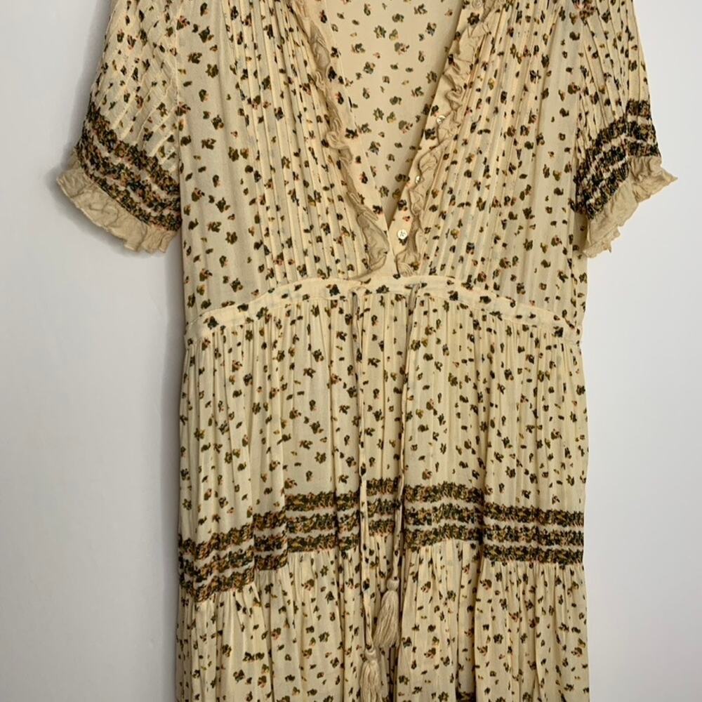 FREE PEOPLE Feeling Pleated Maxi Dress In Neutral Womens Floral Small Boho - Picture 6 of 16